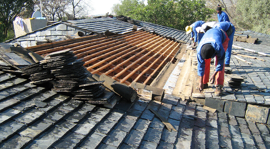 Damaged natural slate roof restoration in Johannesburg
